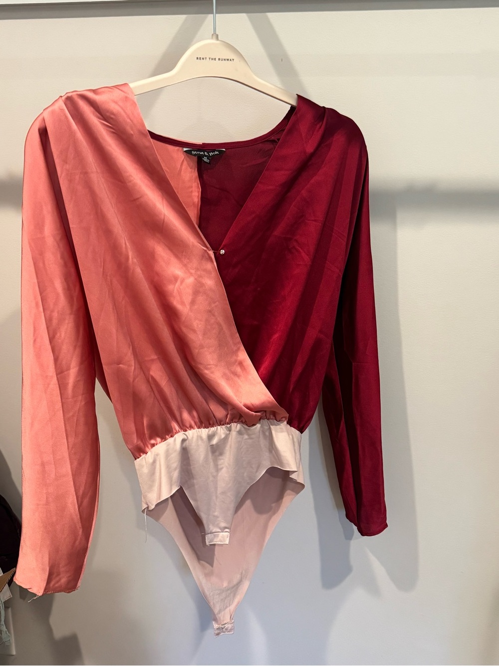 Two-Tone Pink & Burgundy Wrap Bodysuit
